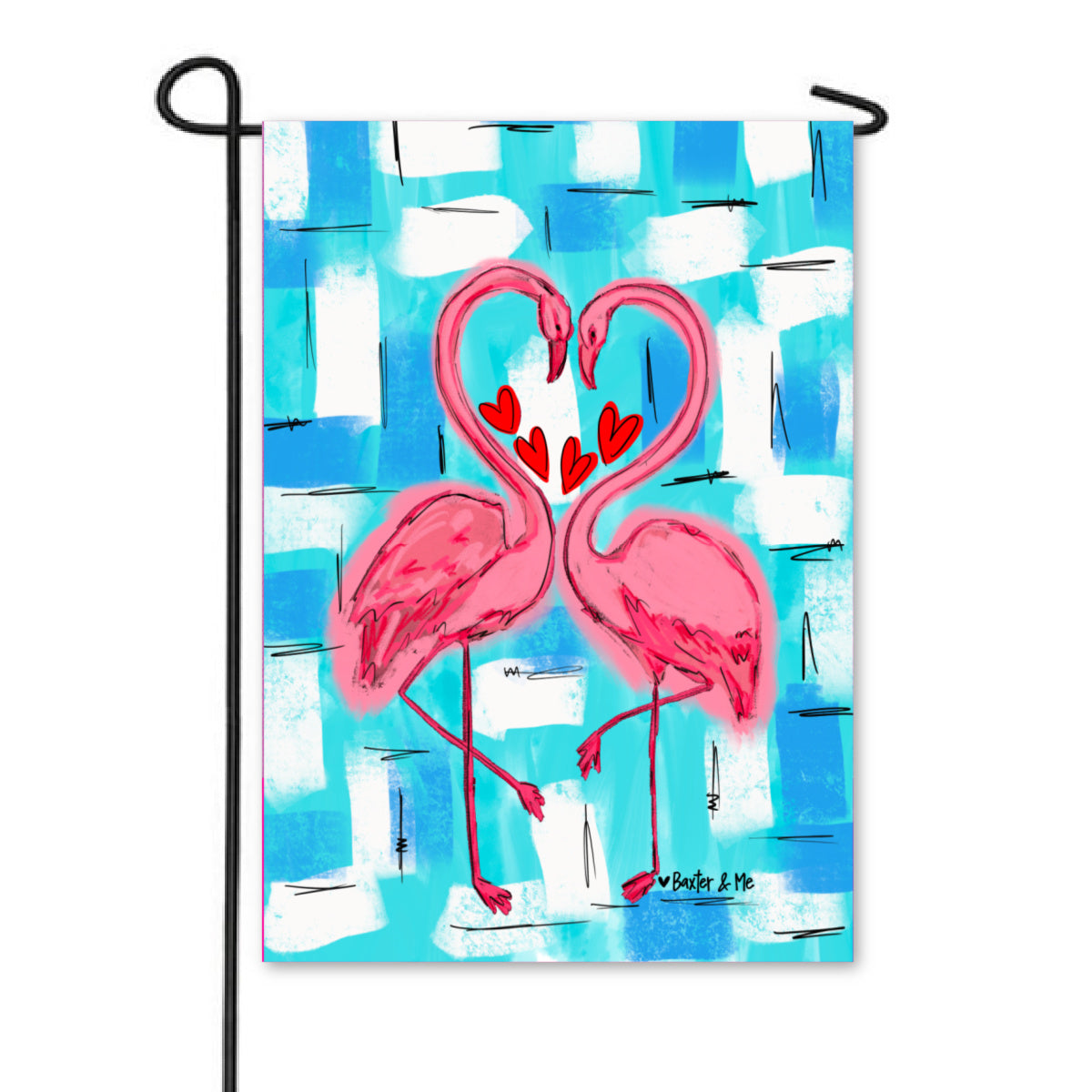 Flamingo Heart Garden Flag