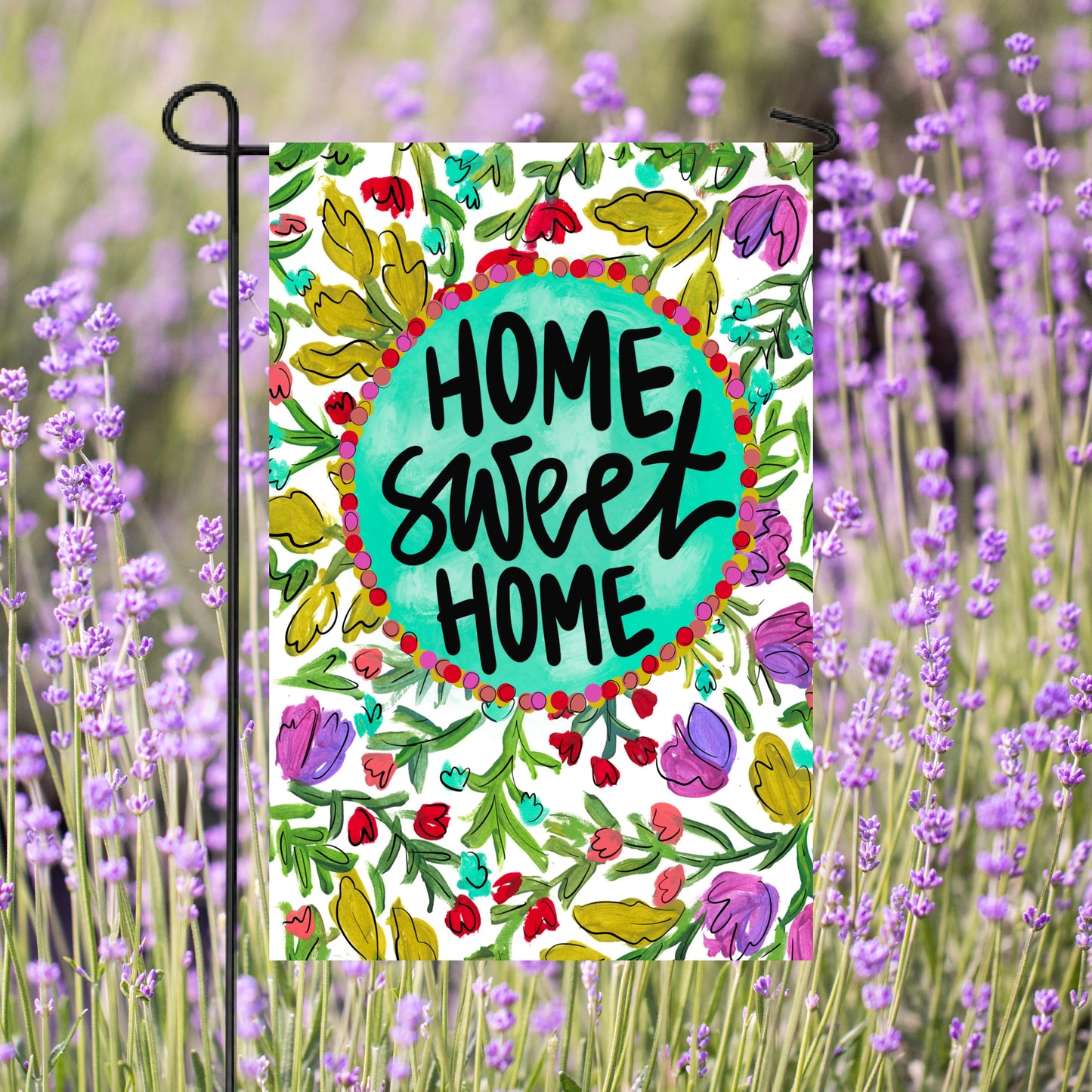 Home Sweet Home Purple Floral Garden Flag