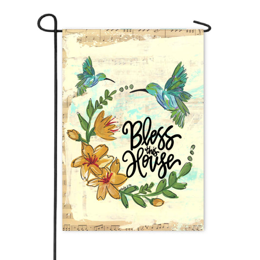 Bless this House Hummingbird Garden Flag