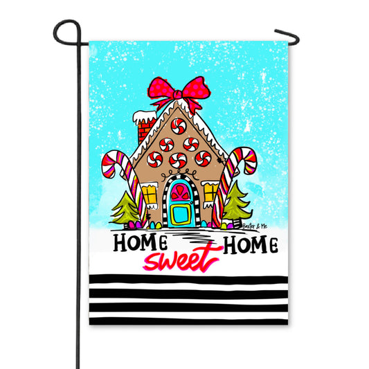 Home Sweet Home Gingerbread House Garden Flag