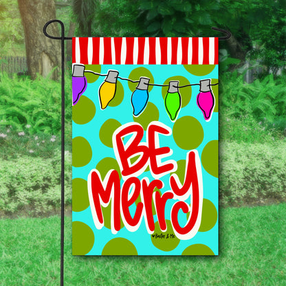 Be Merry Christmas Lights Garden Flag