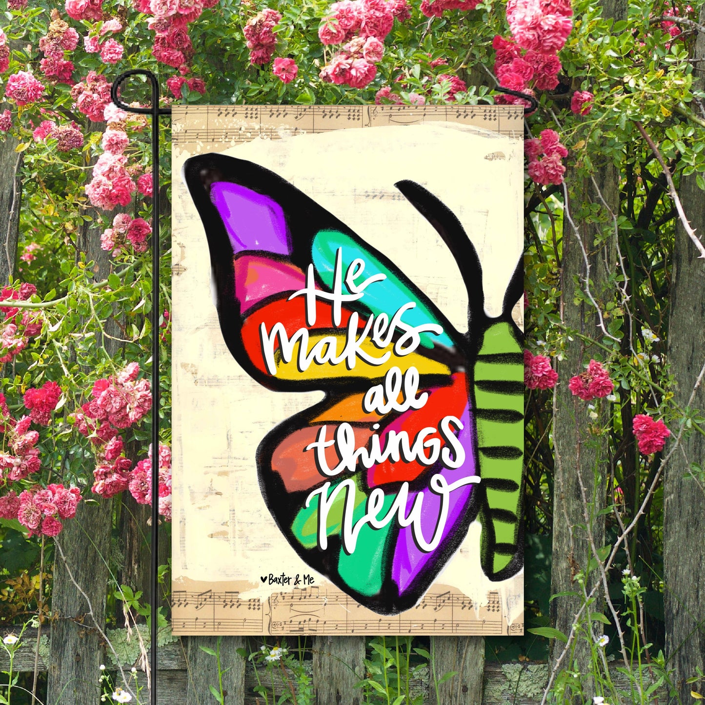 He Makes All Things New Butterfly Garden Flag