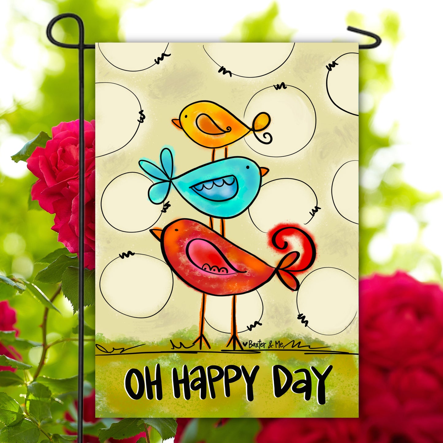 Oh Happy Day Bird Trio Garden Flag