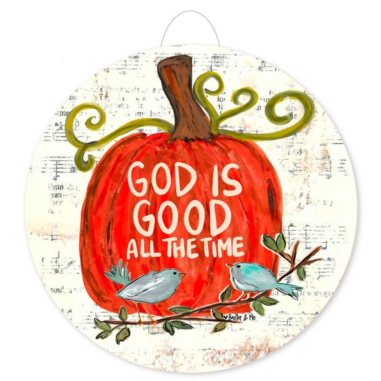 God is Good All the Time Pumpkin Door Hanger