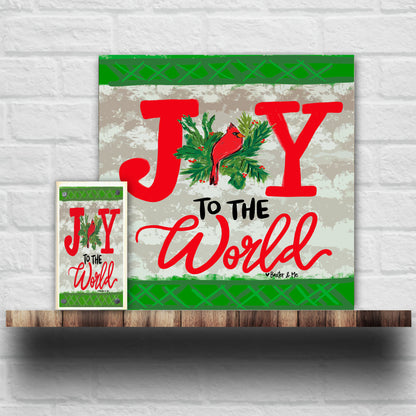 Joy to the World Red Bird Wrapped Canvas