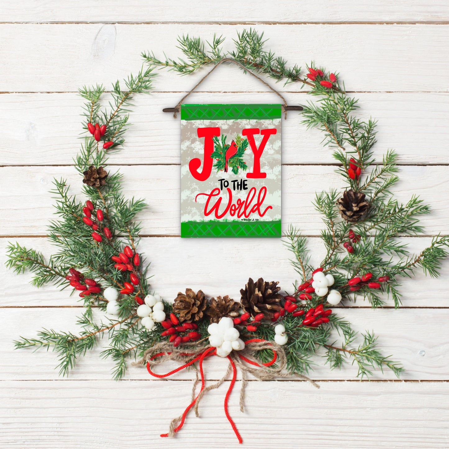 Joy to the World Red Bird Mini Wall Hanging