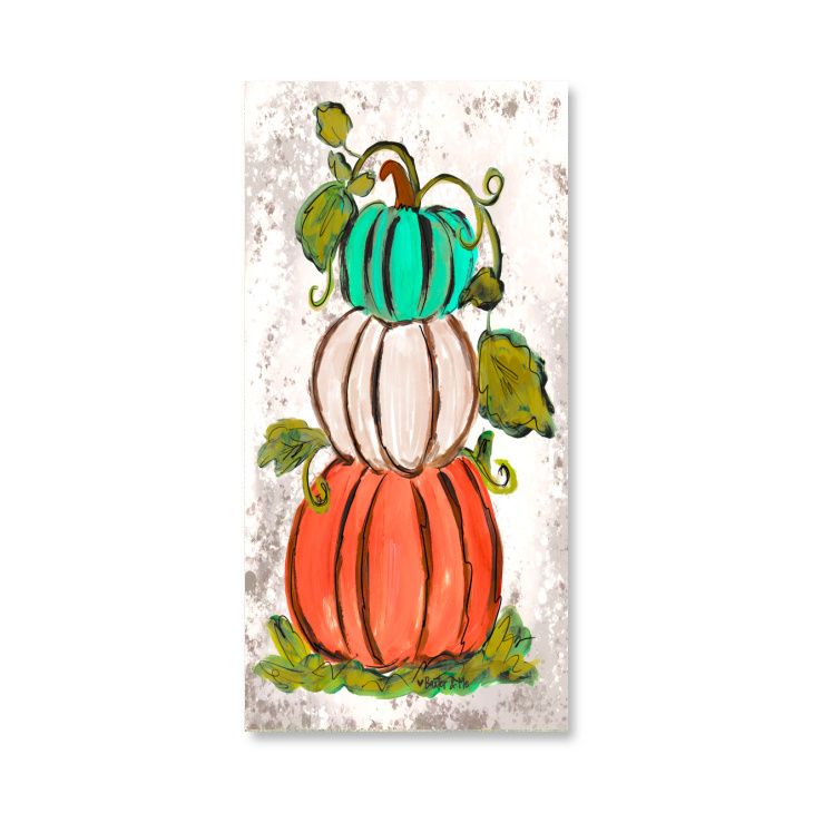 Trio Stacked Pumpkin Wrapped Canvas