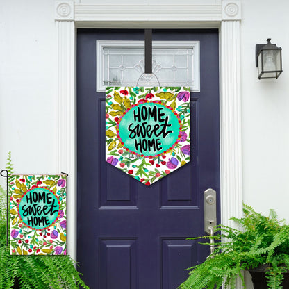 Home Sweet Home Purple Floral Door Hanger