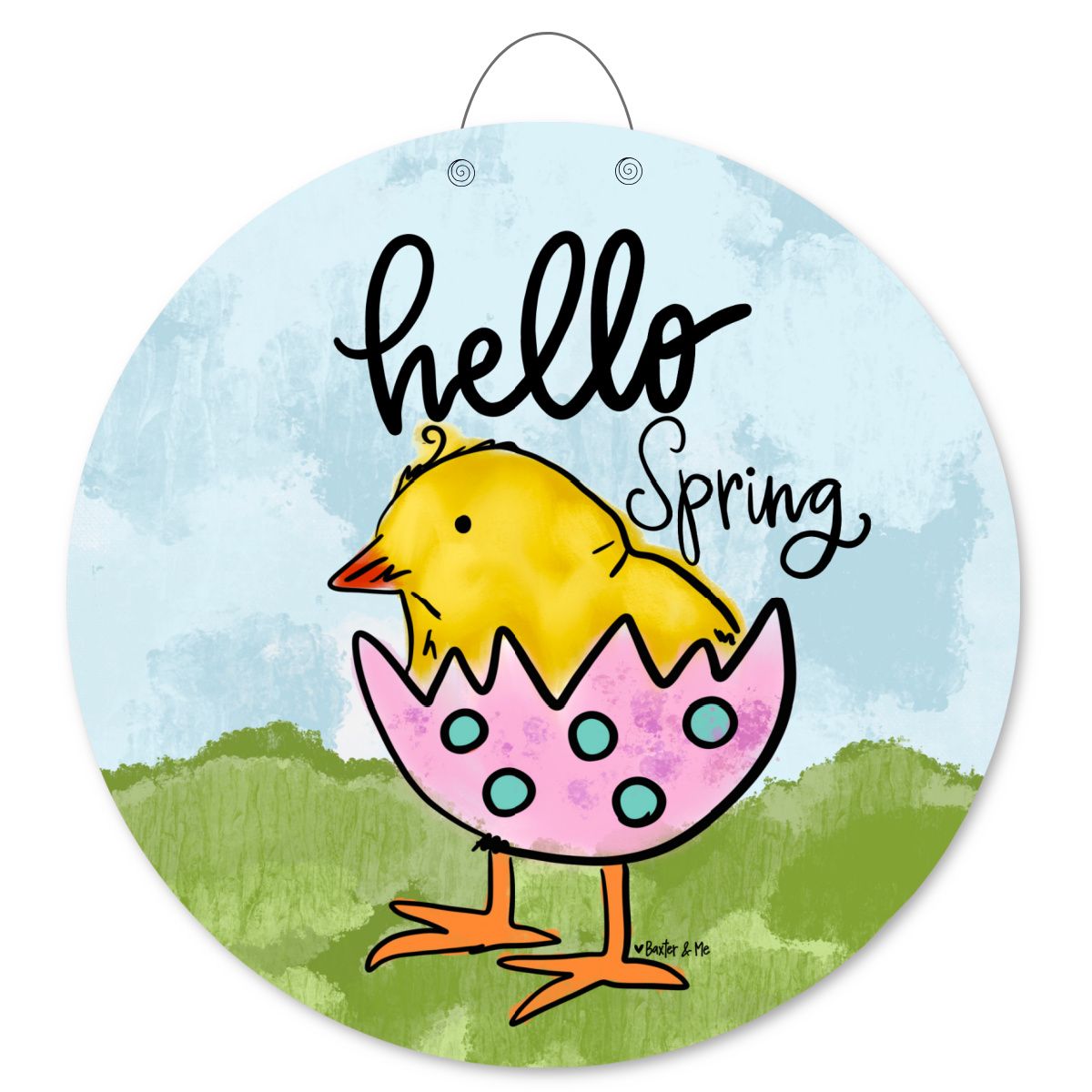 Hello Spring Chick Door Hanger