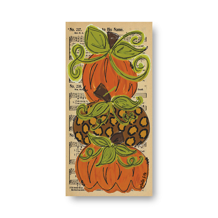 Pumpkin Trio - Wrapped Canvas, 12" x 24"