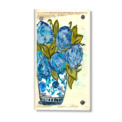 Chinoiserie Vase with Blue Hydrangeas Happy Block