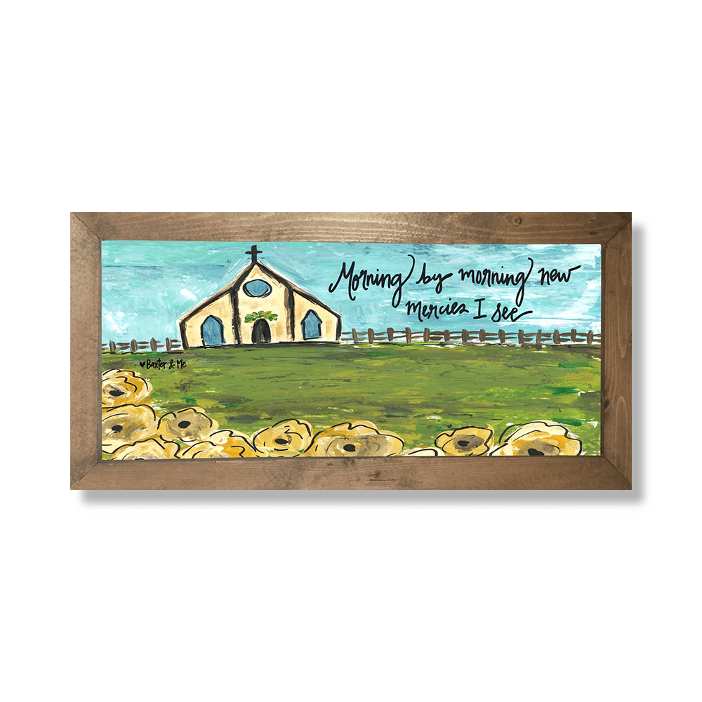 New Mercies - Framed Art, 12" x 24"