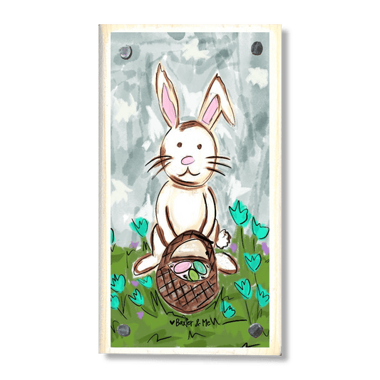 Bunny With Basket Happy Block