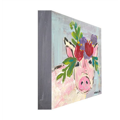 Boho Pig - Wrapped Canvas