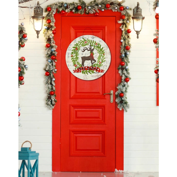 Merry Christmas Reindeer Door Hanger