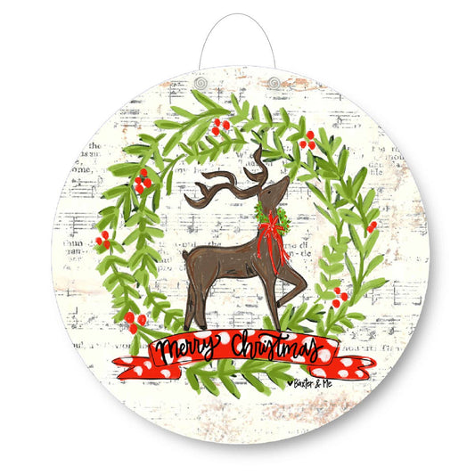 Merry Christmas Reindeer Door Hanger