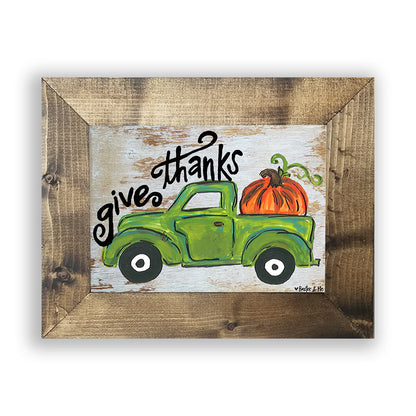 Give Thanks Pumpkin Truck - Framed Art
