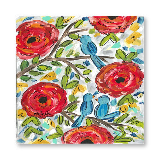 Bird Floral - Wrapped Canvas