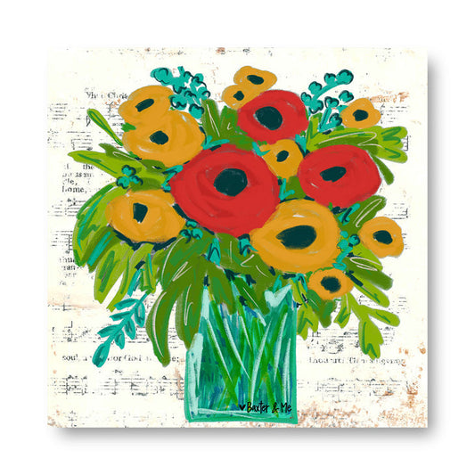 Floral In A Vase - Wrapped Canvas