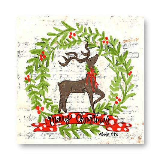Merry Christmas Reindeer - Wrapped Canvas