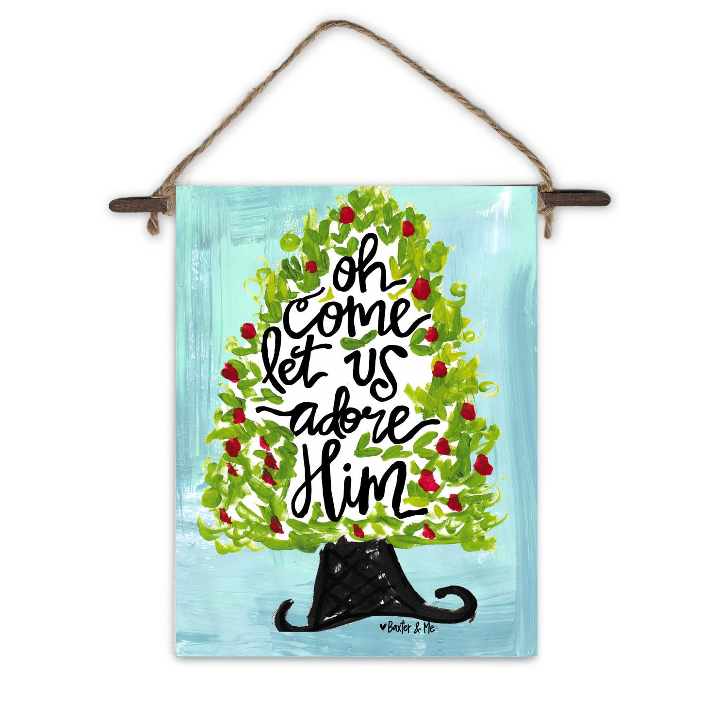 O Come Let Us Adore Him Tree Mini Wall Hanging