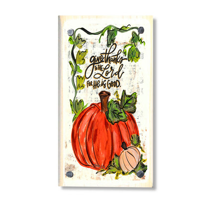 Give Thanks to the Lord Pumpkin Vine Happy Block