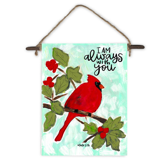 I am With You Always Red Bird Mini Wall Hanging