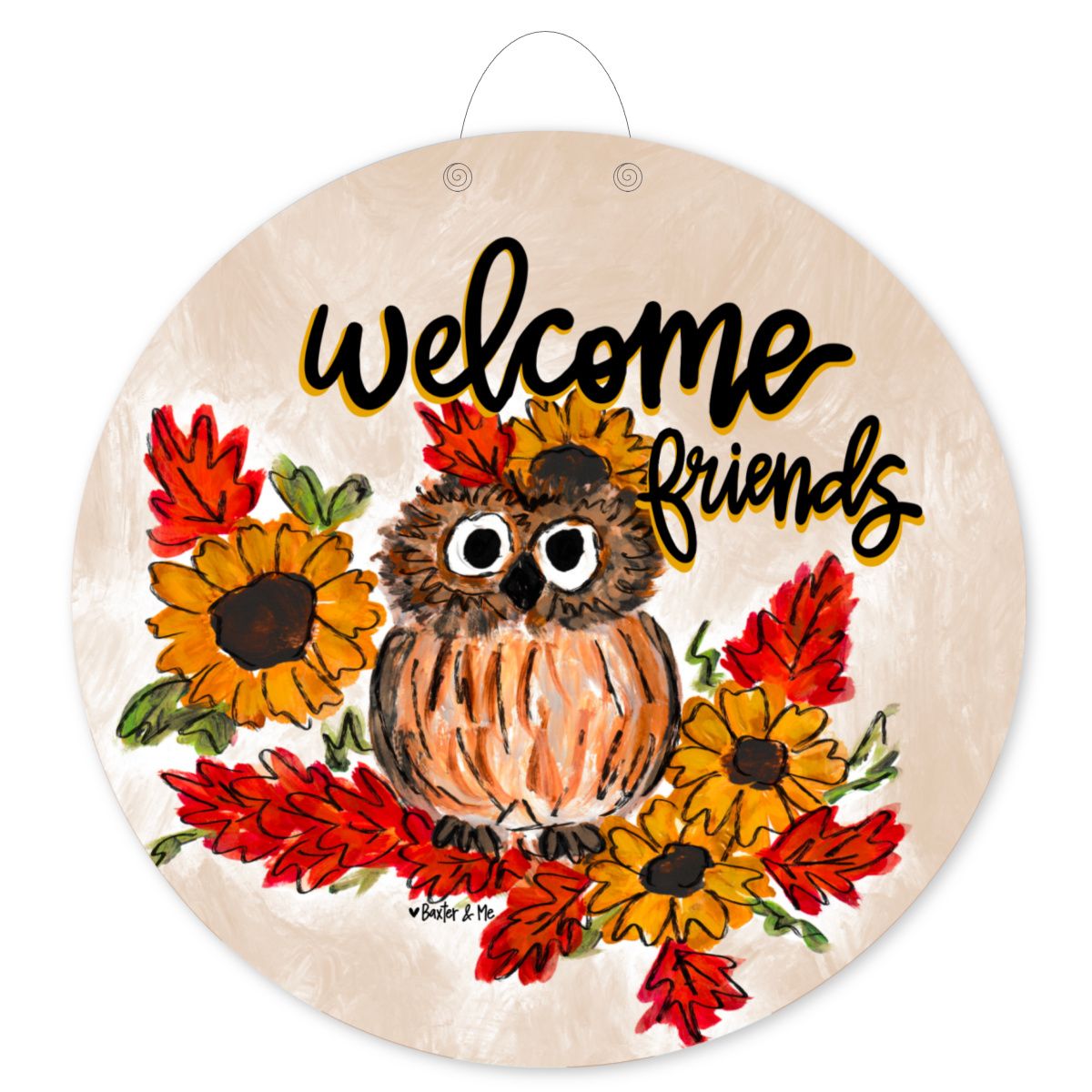 Owl Welcome Friends Door Hanger