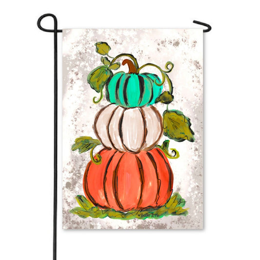 Trio Stacked Neutral Pumpkin Garden Flag