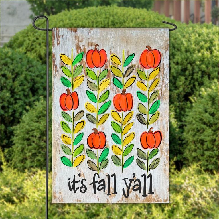 It's Fall Y'all Pumpkin Stem Garden Flag