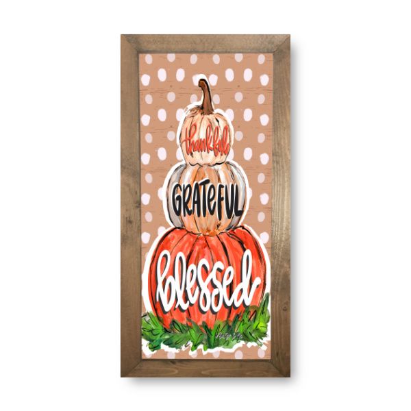 Thankful Grateful Blessed Pumpkin Framed Art