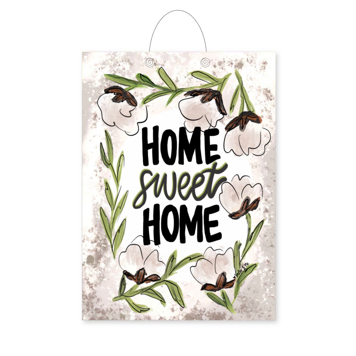 Cotton Wreath Home Sweet Home Door Hanger