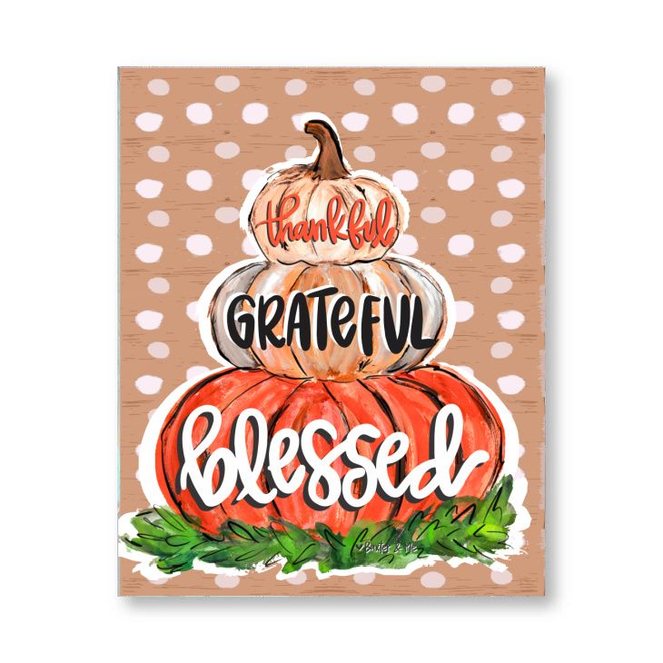 Thankful Grateful Blessed Pumpkin Wrapped Canvas