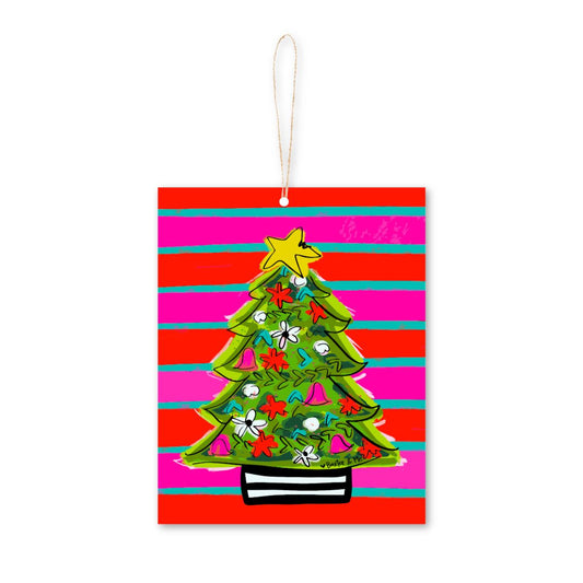 Funky Red Pink Tree Ornament
